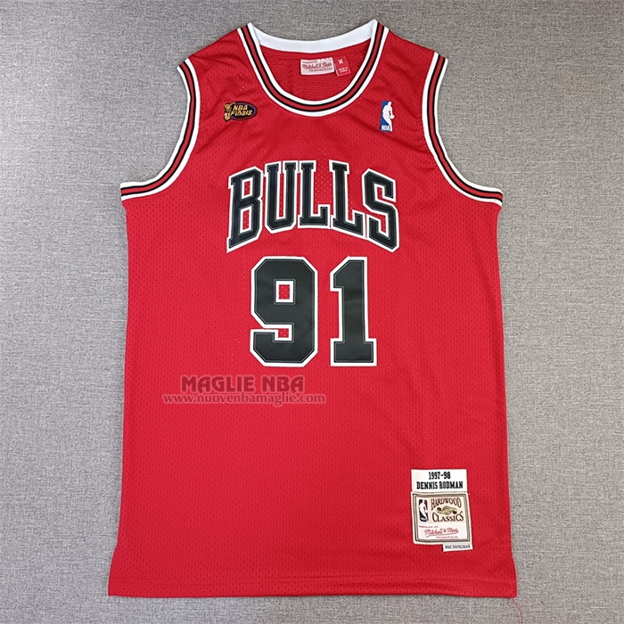 Maglia
 Dennis Rodman NO 91 Chicago Bulls Mitchell & Ness 1997-98 NBA Finals Rosso
